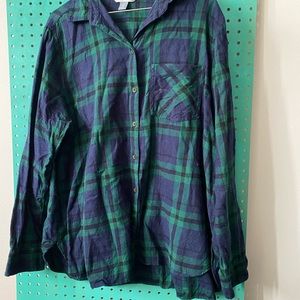 Navy & forest Green plaid shirt
